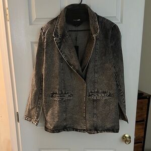 Fashion Nova Washed Black Denim Blazer